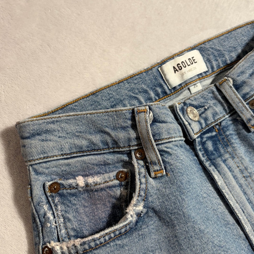 AGOLDE Los Angeles Wilder Jeans Womens 25 High Rise Straight Leg Light Wash - Picture 5 of 13